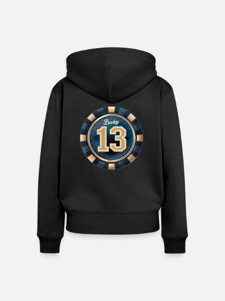 Glückliche 13 - Frauen Premium Bio Zip Hoodie - Schwarz
