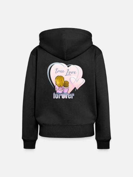 true love forever - Women's Premium Organic Zip Hoodie - black