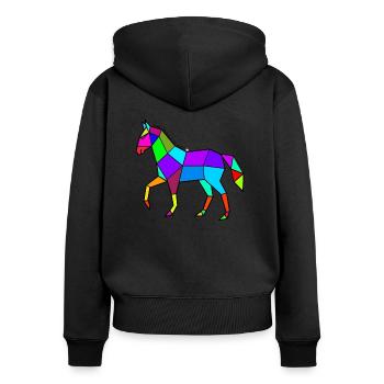 pferd polygon bunt - Frauen Premium Bio Zip Hoodie - Schwarz - Hinten - Julia (174cm)