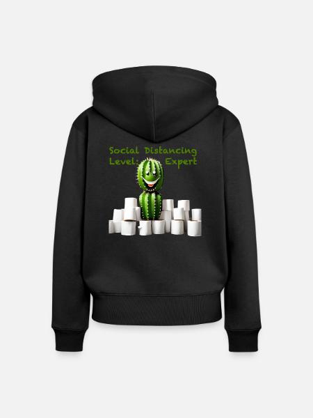 Social Distancing Level Expert - Frauen Premium Bio Zip Hoodie - Schwarz