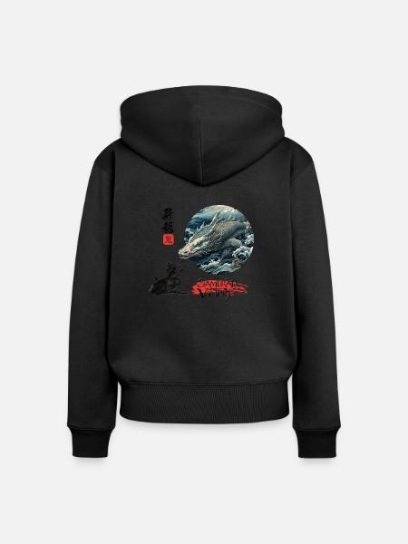 Samurai's Victory: Slaying the Sea Beast - Women's Premium Organic Zip Hoodie - black