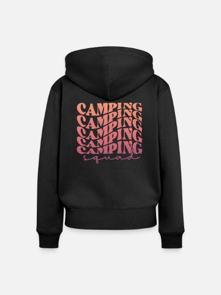 Camping Camping Camping Squad - Frauen Premium Bio Zip Hoodie - Schwarz