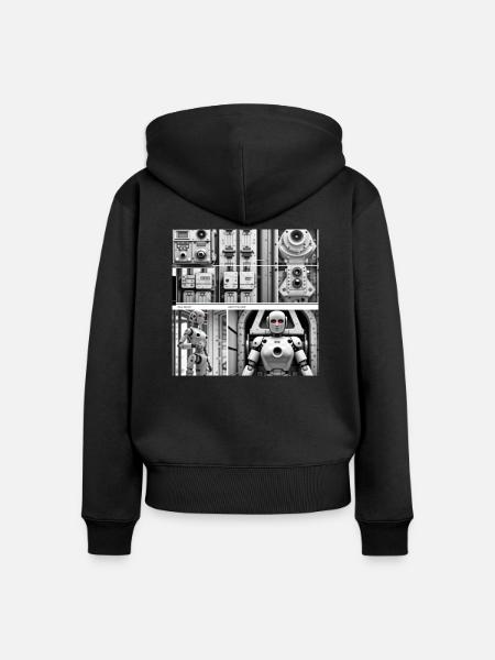Roboter - Frauen Premium Bio Zip Hoodie - Schwarz