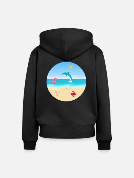 Strand Design - Frauen Premium Bio Zip Hoodie - Schwarz