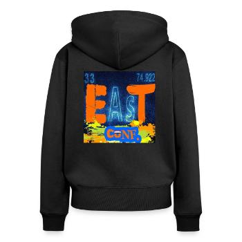 "EAST CONF" chemistry - Sweat à capuche zippé Premium bio Femme - noir - Dos - Julia (174cm)