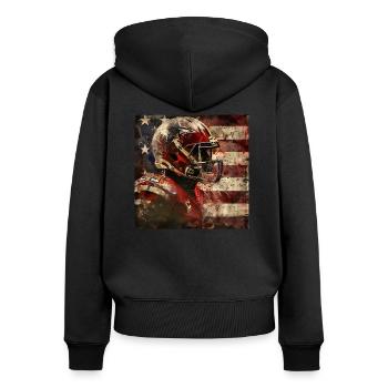 Joueur de football américain pour les footballeurs et les fans - Sweat à capuche zippé Premium bio Femme - noir - Dos - Julia (174cm)