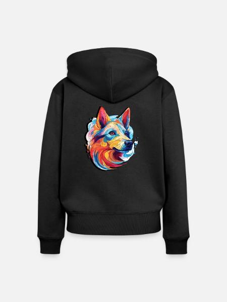 Australian Shepherd Hundedesign - Frauen Premium Bio Zip Hoodie - Schwarz