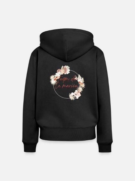 Brautteam Krone Boho Blumen - Frauen Premium Bio Zip Hoodie - Schwarz
