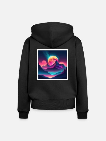 mystischer Mond - Frauen Premium Bio Zip Hoodie - Schwarz