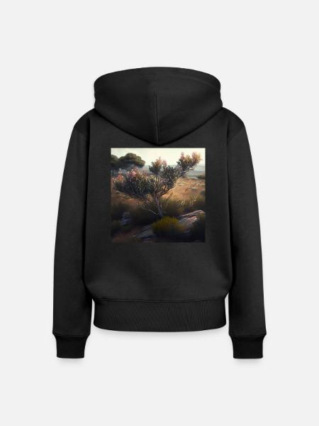 Outback blüht - Frauen Premium Bio Zip Hoodie - Schwarz
