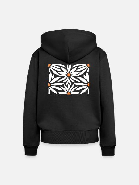 Groovy Gänseblümchen-Blumen - Frauen Premium Bio Zip Hoodie - Schwarz