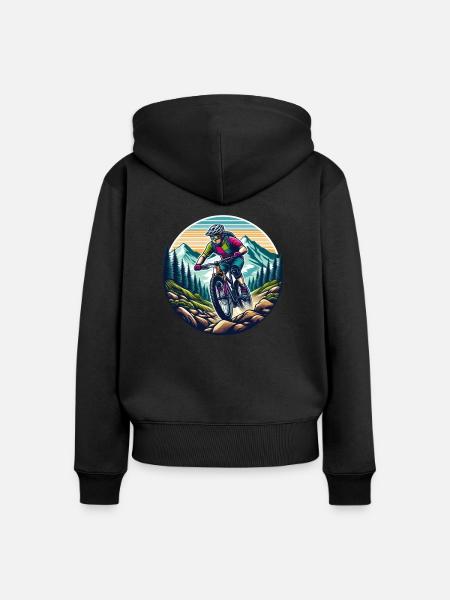Mountainbiker - Frauen Premium Bio Zip Hoodie - Schwarz