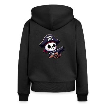 Skelettschatz - Piratenschädel - Frauen Premium Bio Zip Hoodie - Schwarz - Hinten - Julia (174cm)