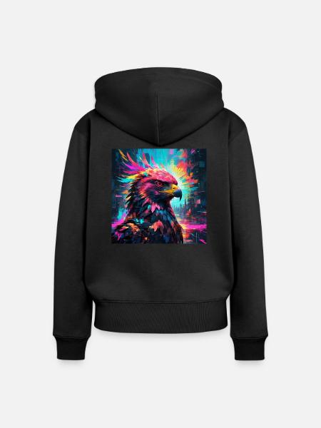 Neon Adler - Frauen Premium Bio Zip Hoodie - Schwarz