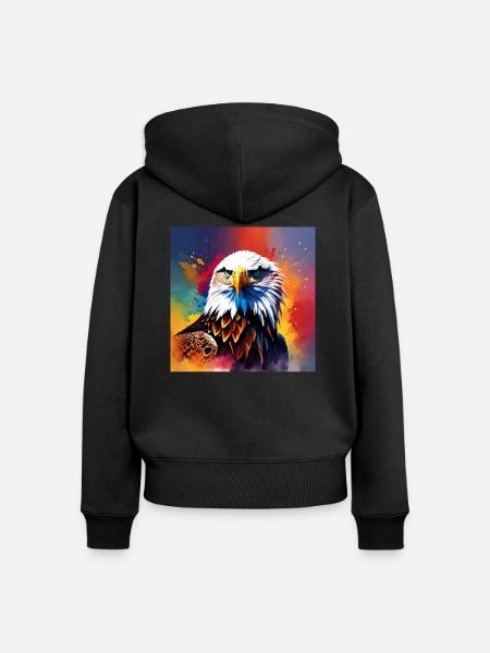 Adler farbig - Frauen Premium Bio Zip Hoodie - Schwarz