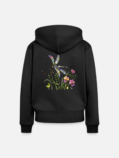 Libelle - Frauen Premium Bio Zip Hoodie - Schwarz