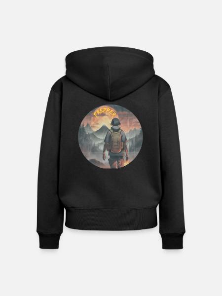 Prepper OS - Frauen Premium Bio Zip Hoodie - Schwarz