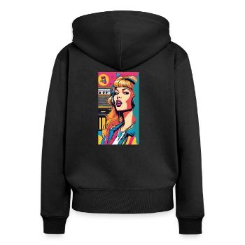 Années 90 - Sweat à capuche zippé Premium bio Femme - noir - Dos - Julia (174cm)