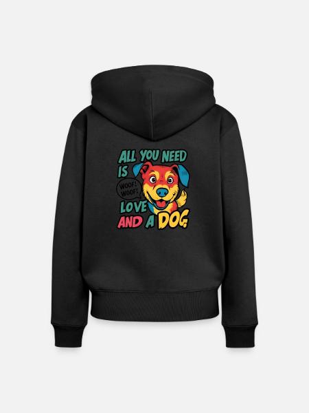 Hündchen - Frauen Premium Bio Zip Hoodie - Schwarz