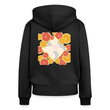 Grapefruit Orange Fenster - Frauen Premium Bio Zip Hoodie - Schwarz - Hinten - Julia (174cm)