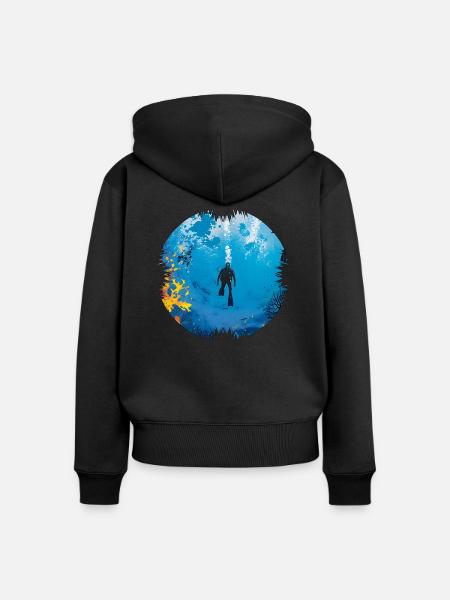 Schwerelosigkeit beim Tauchen - Frauen Premium Bio Zip Hoodie - Schwarz