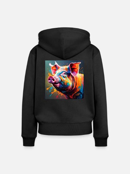 Pig - Frauen Premium Bio Zip Hoodie - Schwarz