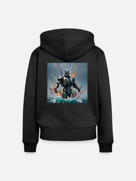 Roboter farbig - Frauen Premium Bio Zip Hoodie - Schwarz