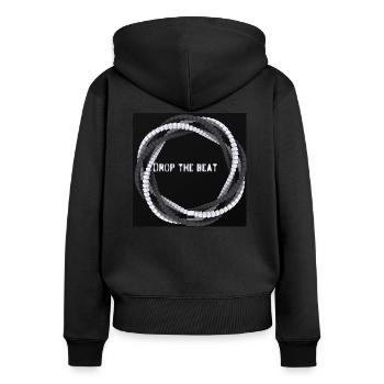 Bauform12 - Frauen Premium Bio Zip Hoodie - Schwarz - Hinten - Julia (174cm)