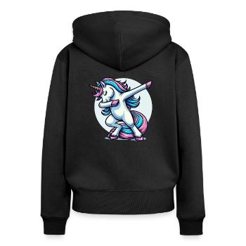 Unicorn Dabbing Einhorn - Women's Premium Organic Zip Hoodie - black - Back - Julia (174cm)
