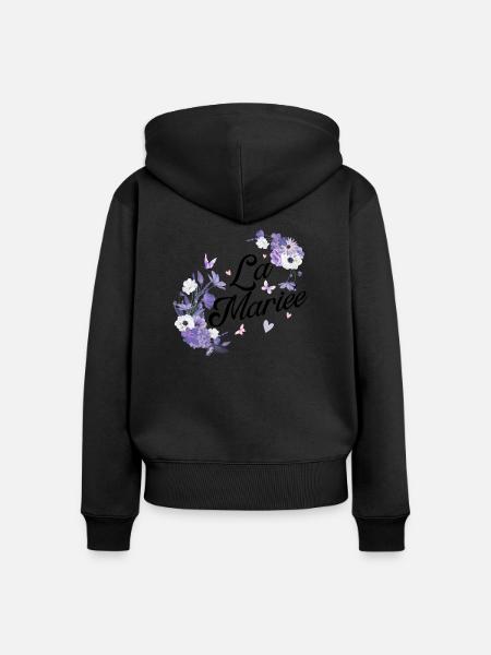 Die lila Blumenbraut - Frauen Premium Bio Zip Hoodie - Schwarz