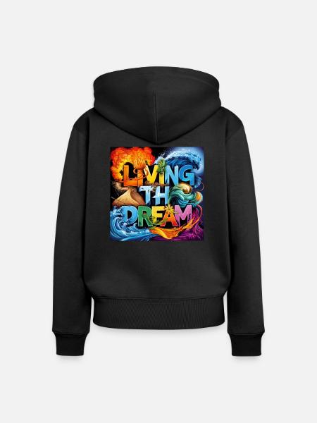 Den Traum leben - Frauen Premium Bio Zip Hoodie - Schwarz