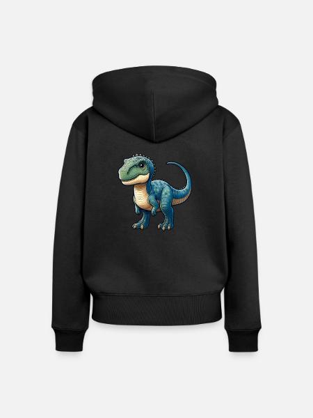 Wildtier-Dinosaurier - Frauen Premium Bio Zip Hoodie - Schwarz