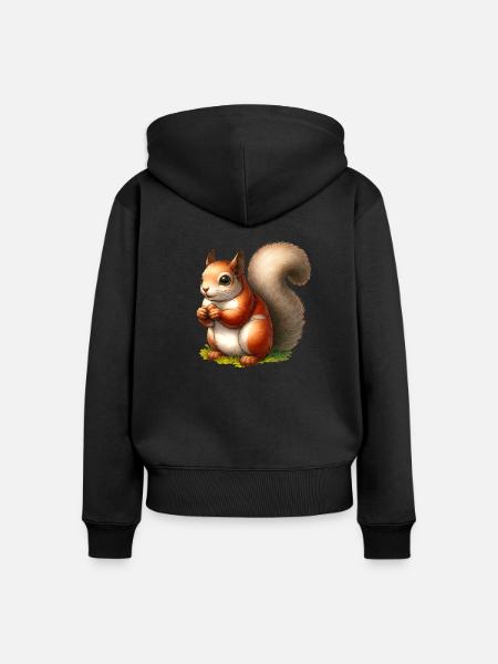 Eichhörnchen - Frauen Premium Bio Zip Hoodie - Schwarz