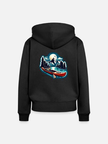 Paddelboot - Frauen Premium Bio Zip Hoodie - Schwarz