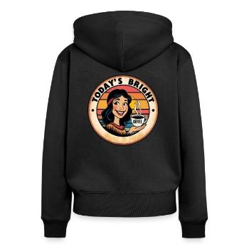 Vintage Vigor: A Woman Starts Her Day with Coffee - Women's Premium Organic Zip Hoodie - black - Back - Julia (174cm)