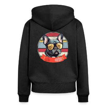 Hundepfote High Five Haustierliebhaber Tierbesitzer Hundeliebhaber - Frauen Premium Bio Zip Hoodie - Schwarz - Hinten - Julia (174cm)