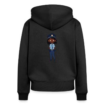Policière - Sweat à capuche zippé Premium bio Femme - noir - Dos - Julia (174cm)