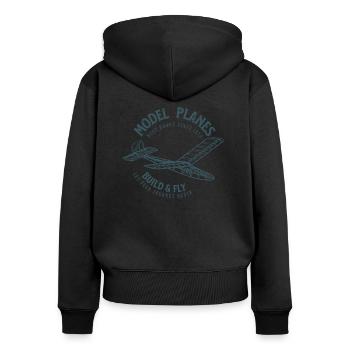 Modellflugzeuge - Frauen Premium Bio Zip Hoodie - Schwarz - Hinten - Julia (174cm)