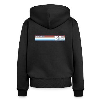 Retro 1983 Limitierte Auflage - Frauen Premium Bio Zip Hoodie - Schwarz - Hinten - Julia (174cm)