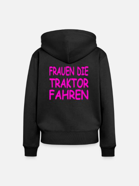 Traktor - Frauen Premium Bio Zip Hoodie - Schwarz