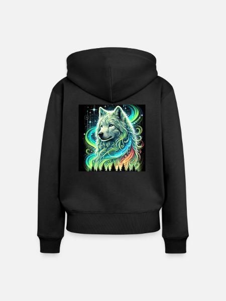 Aurora Wolf - Frauen Premium Bio Zip Hoodie - Schwarz