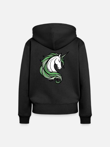 Einhorn - Frauen Premium Bio Zip Hoodie - Schwarz