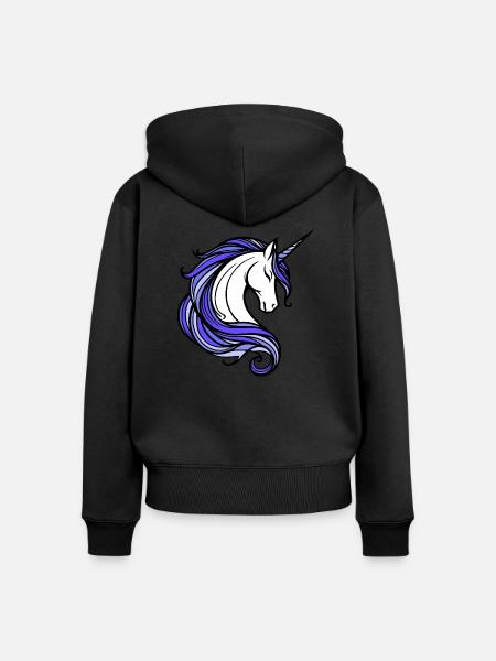 Einhorn - Frauen Premium Bio Zip Hoodie - Schwarz