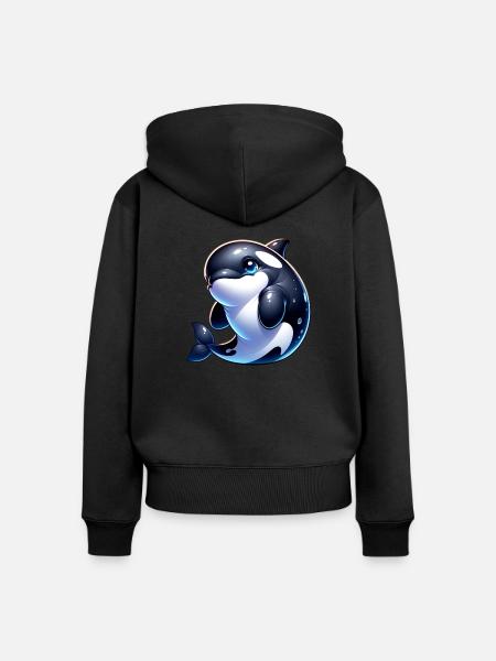Orca Wal - Frauen Premium Bio Zip Hoodie - Schwarz