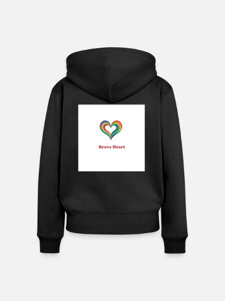 Buntes Herz - Frauen Premium Bio Zip Hoodie - Schwarz