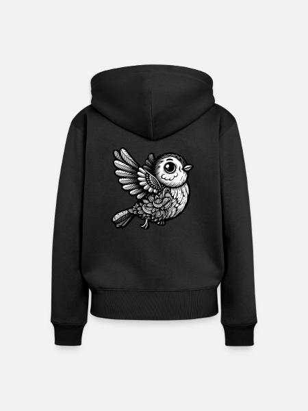 Melodische Singvogel-Gelassenheit - Frauen Premium Bio Zip Hoodie - Schwarz