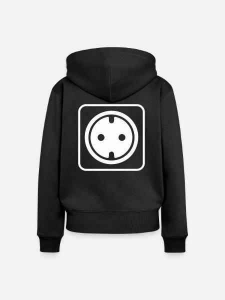 steckdose icon - Frauen Premium Bio Zip Hoodie - Schwarz