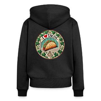 Ich liebe Tacos - Frauen Premium Bio Zip Hoodie - Schwarz - Hinten - Julia (174cm)