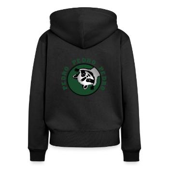 PEDRO PEDRO PEDRO green raccoon - Women's Premium Organic Zip Hoodie - black - Back - Julia (174cm)