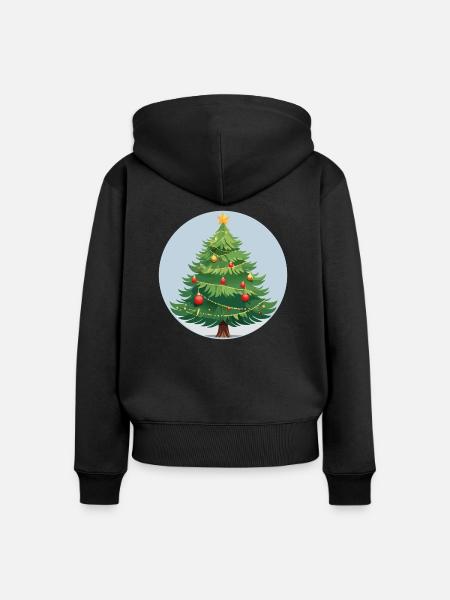 Weihnachtsbaum - Frauen Premium Bio Zip Hoodie - Schwarz